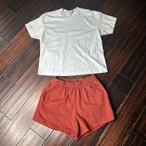 Crewneck short sleeve T-shirt & elastic waist cotton shorts Los Angeles Apparel